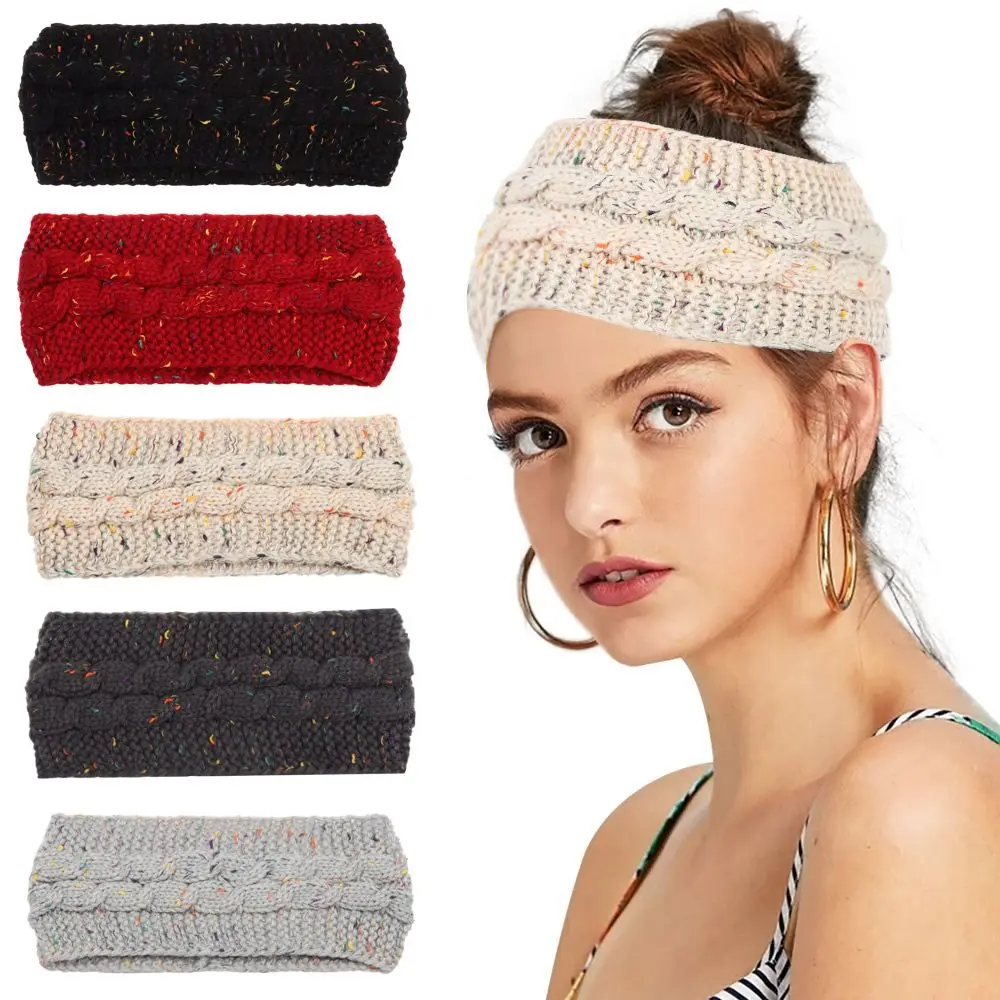 

1 шт. широкие головные уборы, тюрбан, Женская повязка для волос для девочек, обогреватель для ушей, вязаная повязка на голову, головные уборы
