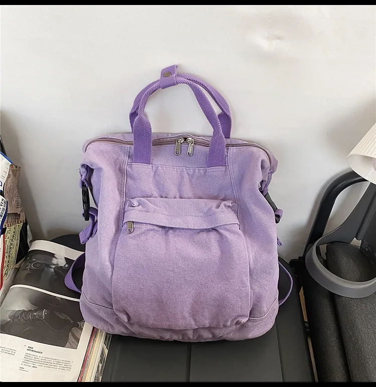 

Women's Backpack Simple School Bag For Teenage Girl Shoulder Travel Bag School Pack 2021 New Solid Color Large Capacity Backpack
