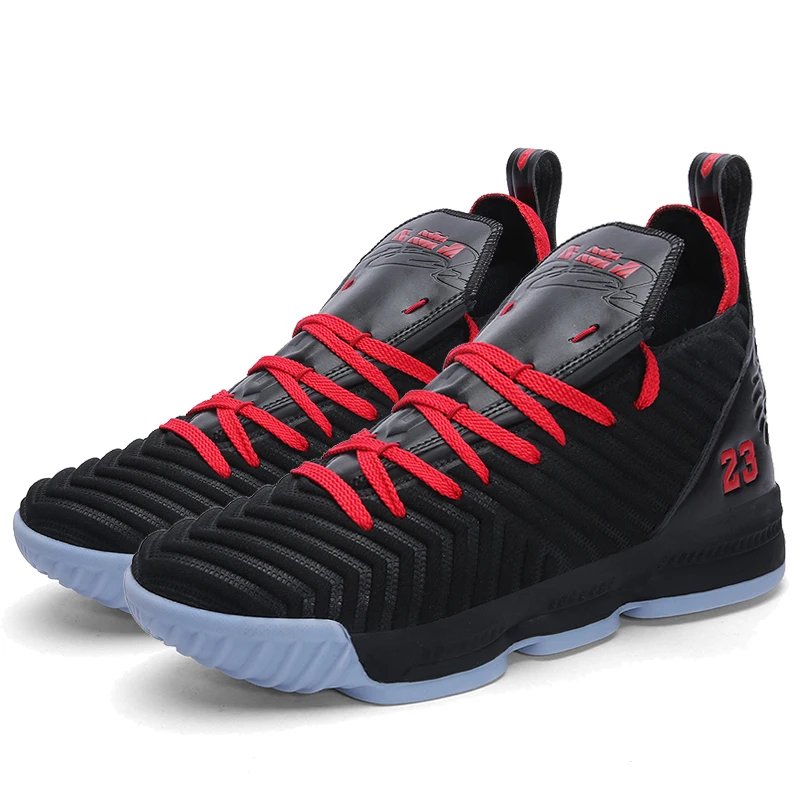 black and red James/мужские баскетбольные кроссовки Lebron, баскетбольные кроссовки с высоким берцем, мужские тренировочные ботильоны, уличная Мужская разноцветная спортивная обувь унисекс - Цвет: black and red