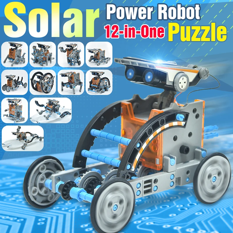 12 In1 STEM Diy Student Physics Experiment Solar Robot Building Kits Science Intellectual Development Assembled Toys for Boy | Игрушки и