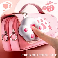 pencil bag organizer handle pen case holder 2 zippers stress reli kawaii stationery school supplies pouch cute pink lovely gift