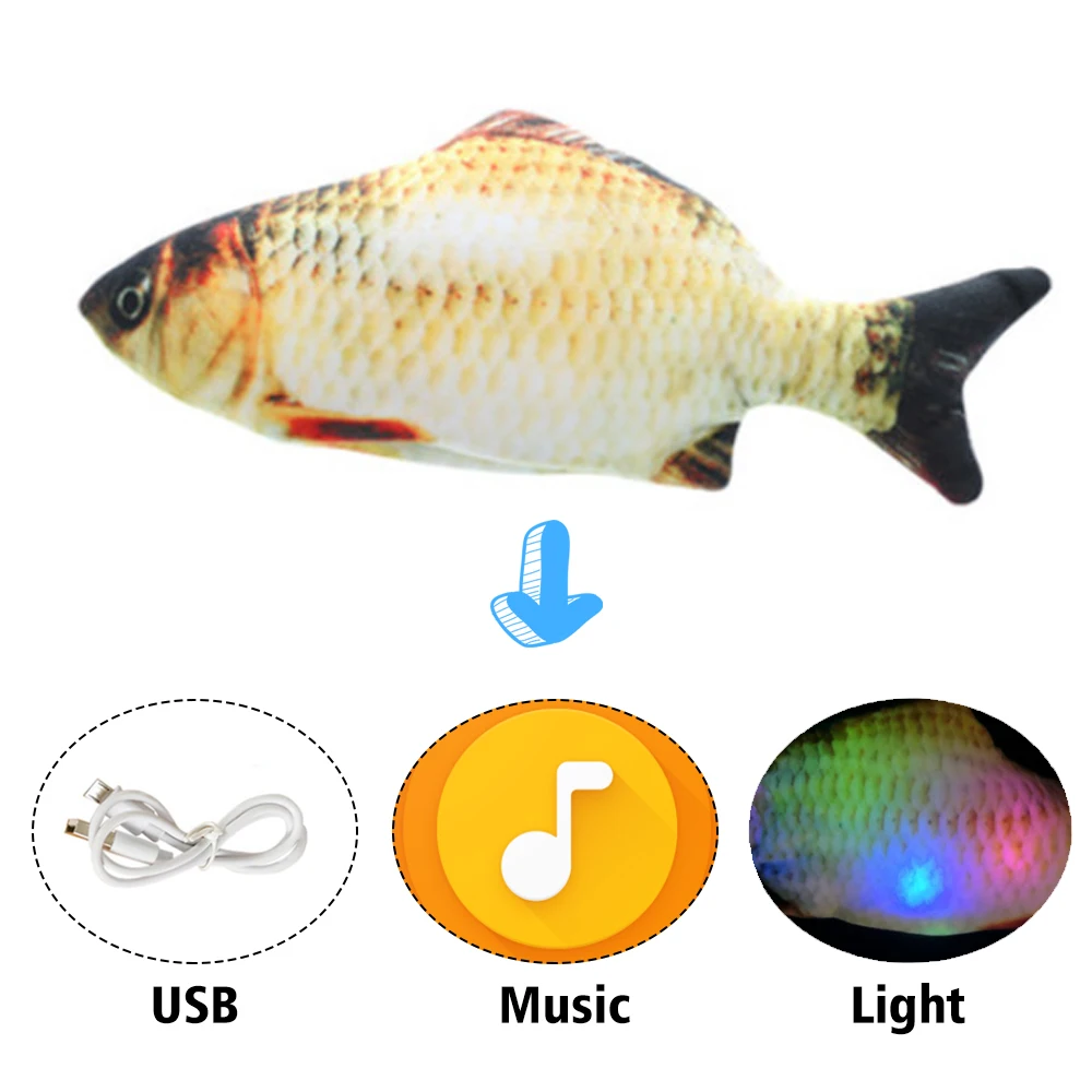 USB Charger Music Toy Fish Light Interactive Electric floppy Simulation Swing Dancing Fish Catnip Pet Supplies Cats dog toy