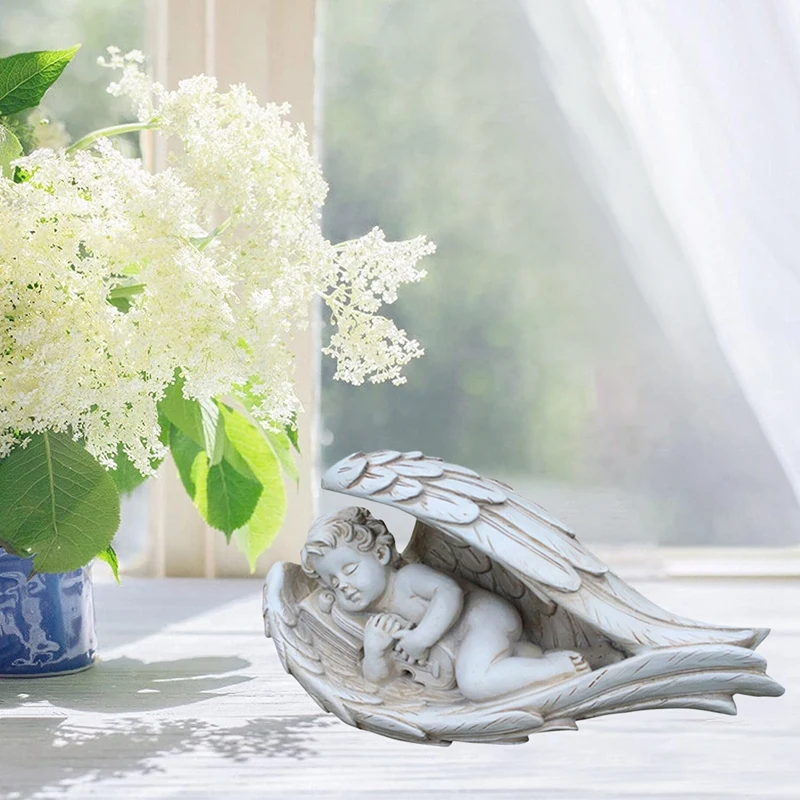 

Статуя из смолы с ангельским мальчиком, статуя из смолы для рукоделия, статуя с ангельским крылом, скульптура для улицы, дома, сада, газона, д...