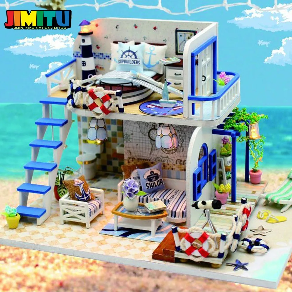 JIMITU Кукольный дом детская деревянная игрушка сделай сам светодиодная лампа