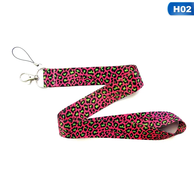 

Leopard Long Neck Strap Rope Cord For Cell Phone ID Card Badge Tag Document Holder With Keychain Keyring