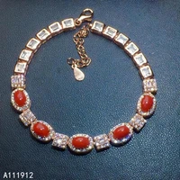 kjjeaxcmy fine jewelry natural red coral 925 sterling silver new women hand bracelet support test noble