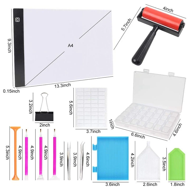 59PCS Diamond Painting A4 LED Light Pad Kit DIY Dimmable Board Pads For Drill 5D | Дом и сад