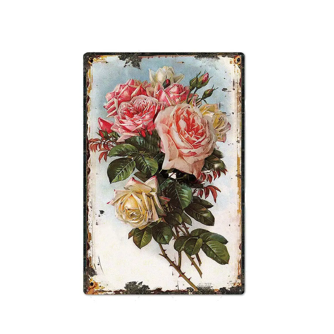 

Vintage Flowers Botanical Floral Metal Tin Sign 8x12 Inch Retro Art Home Cafe Office Wall Decor New