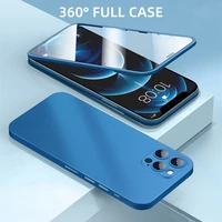 luxury shockproof 360 full cover camera lens protective tempered glass cell phone case for iphone 12 pro max mini 11 back fundas