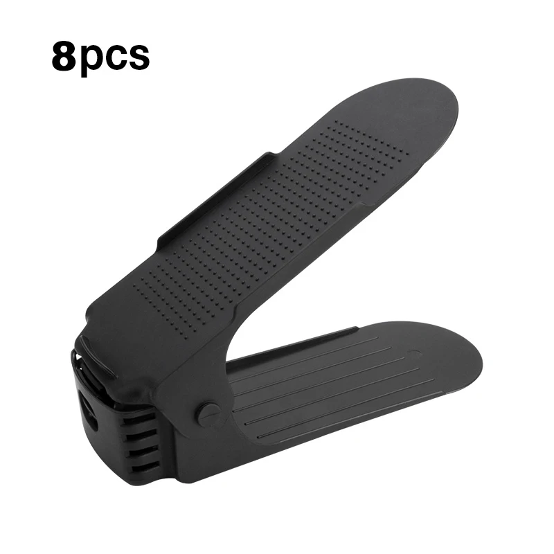 8PCS---Black 8 шт. Adjustab двойной органайзер для обуви современный чистящий стеллаж хранение обуви пластиковые органайзеры для гостиной обуви обувной ящик Подставка Полка - Цвет: 8PCS---Black