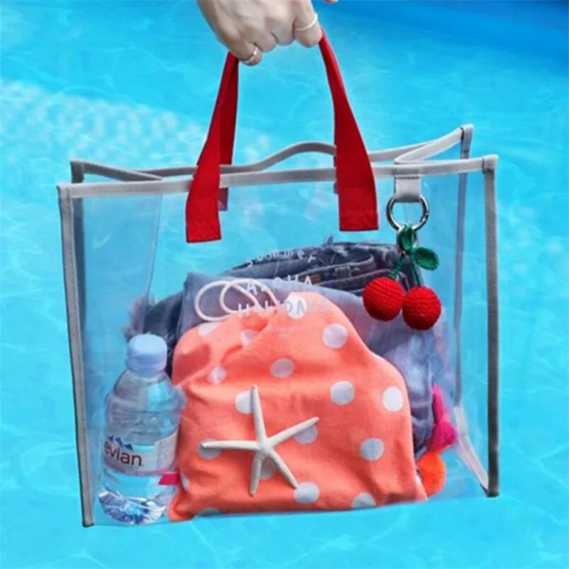 Clear PVC Tote Bag Transparent Waterproof Handbag Travel Beach Reusable Shopping Jelly Large CapacityShoulder Bags | Багаж и сумки