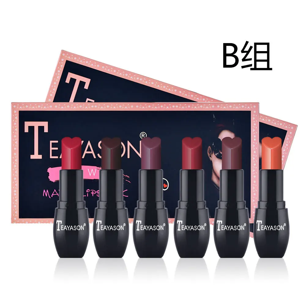Красочный Макияж Губная помада набор 6 шт. с подарочной коробкой сердце губ Крем