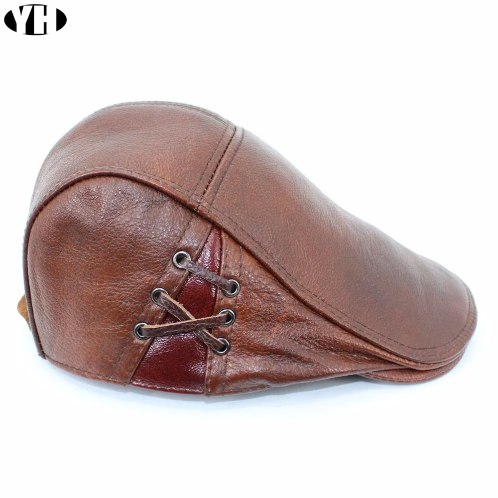 Брендовая Новая модная мужская бейсболка из натуральной кожи брендовая кепка