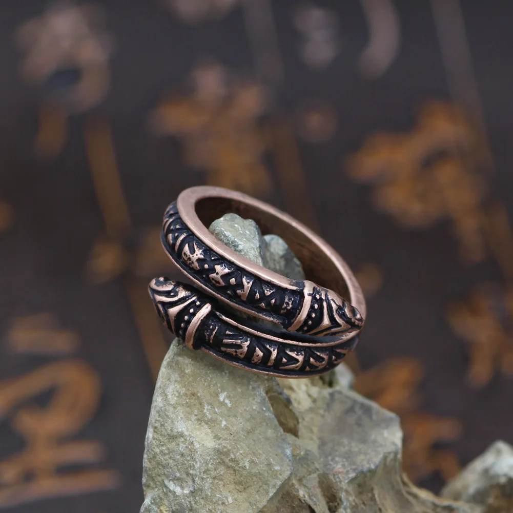 Мужское кольцо в стиле панк регулируемое ювелирное украшение виде руны дракона