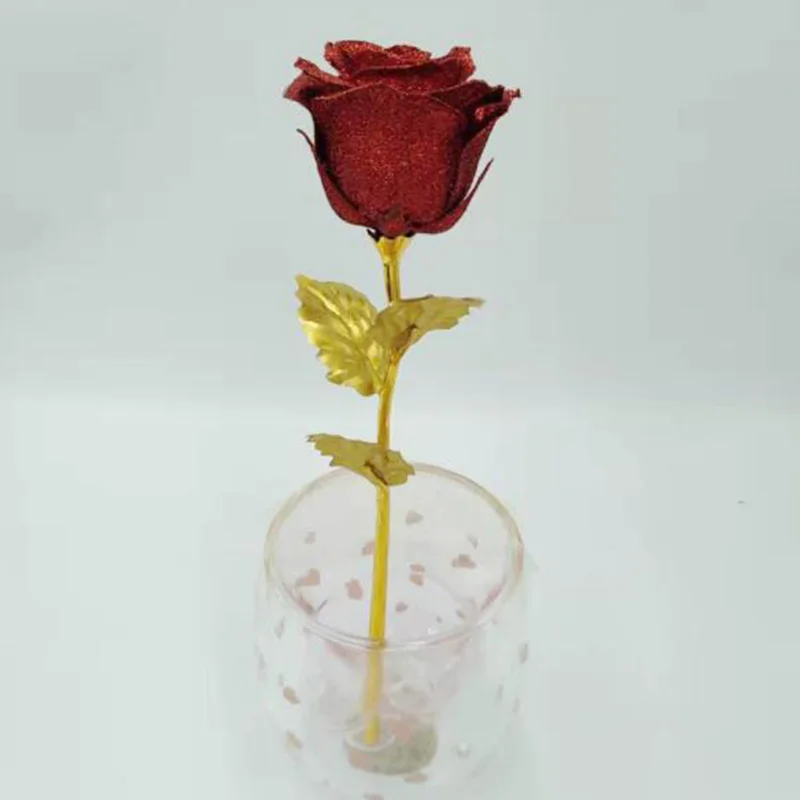 Only Crystal Red Имитация вечности 24K роза из золотистой фольги цветок радуги День Святого Валентина романтический цветок свадебный подарок красивый золотой фольги цветок - Цвет: Only Crystal Red