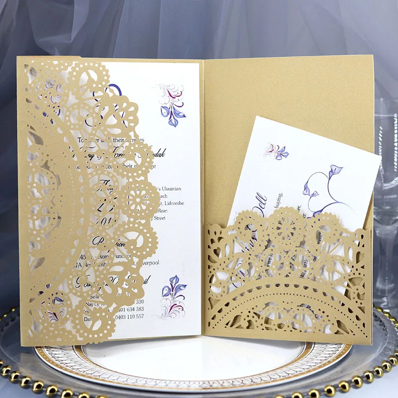 50 шт. с цветами лазерной резки свадебные пригласительные открытки элегантные