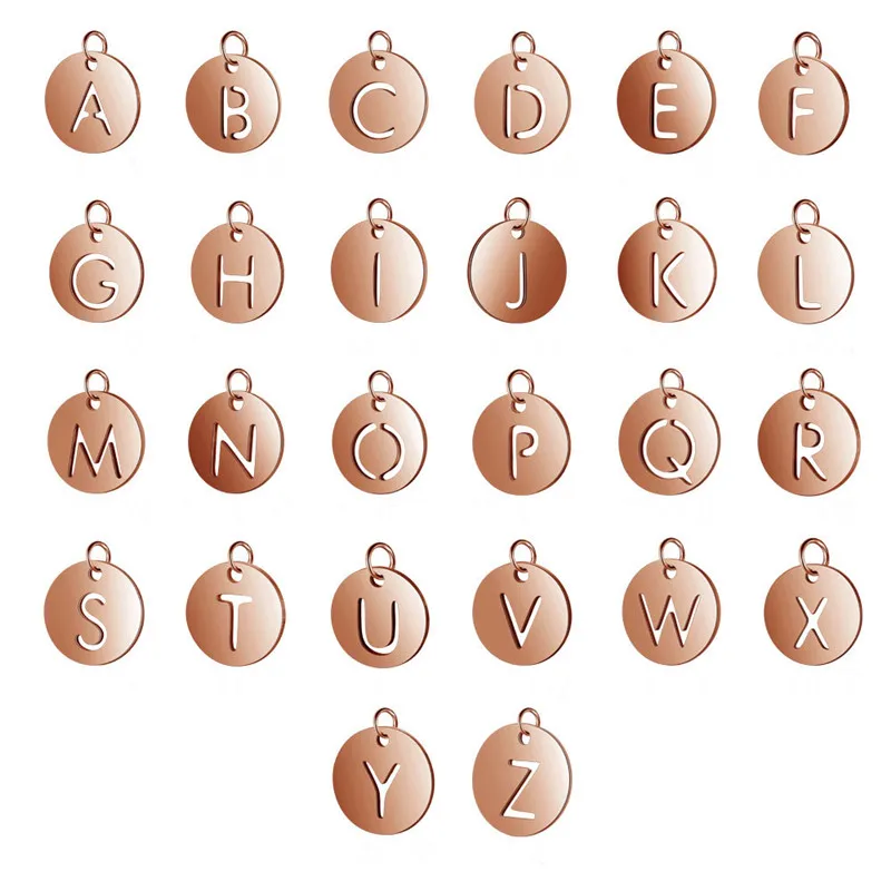 5 шт./лот 26 Английских Букв подвески из нержавеющей стали розовое золото кулон с