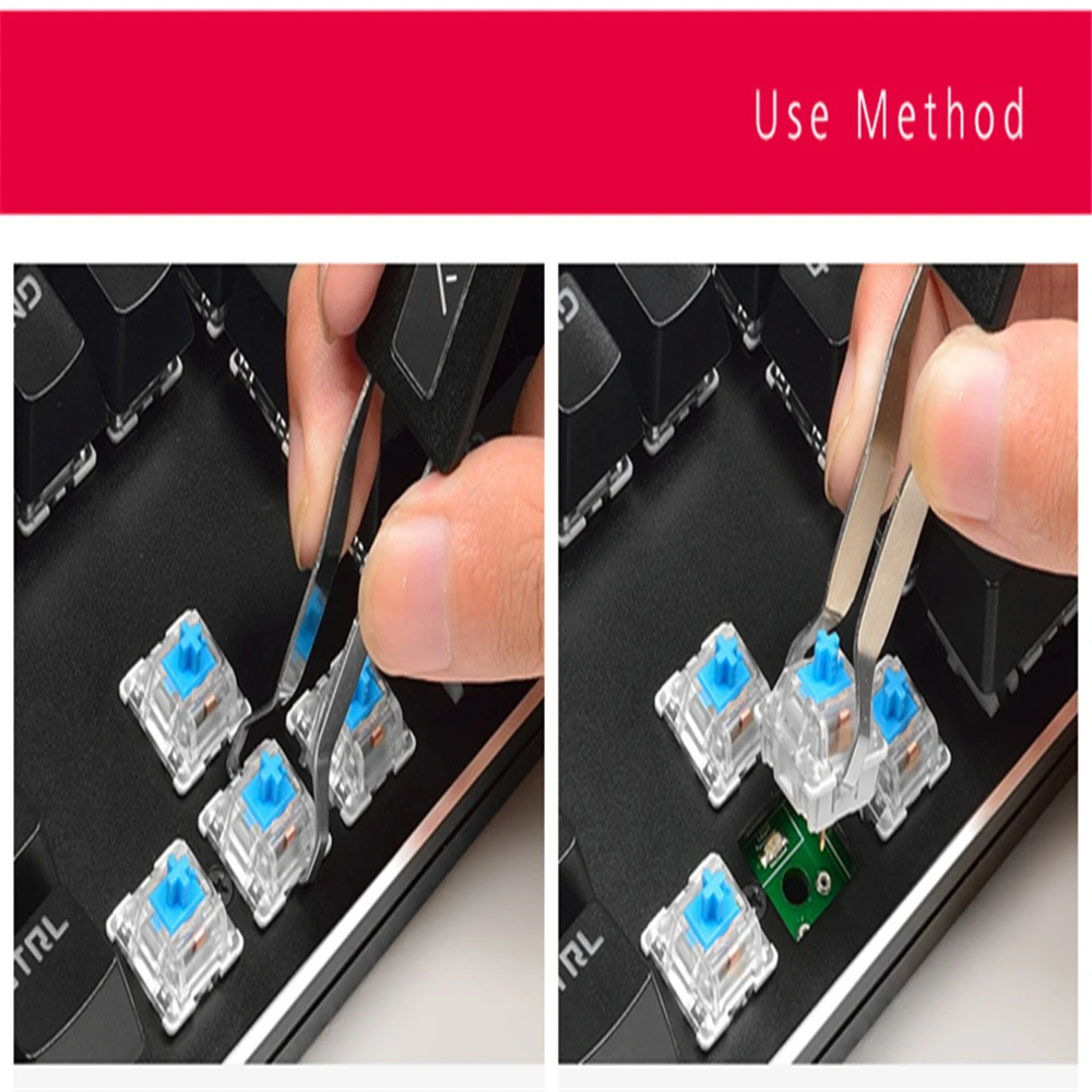 

2 In 1 Stainless Steel Key Switch Puller Keycap Extractor Puller Wire Switch Mechanical Keyboard Removal Tool Replacement