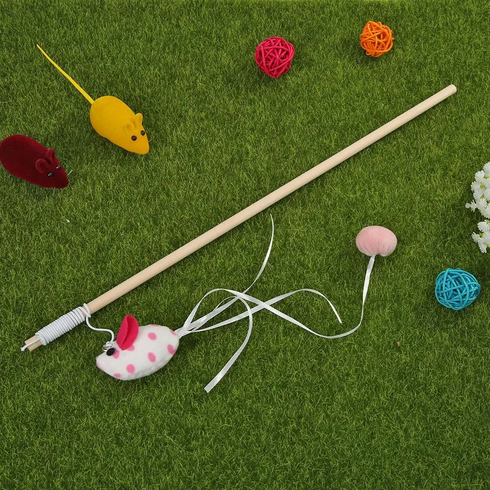 

Funny Cats Playing Rod Teaser Wand Cat Stick Wooden Handle with Bell More Comfortable and Suitable Interactive Training Toys