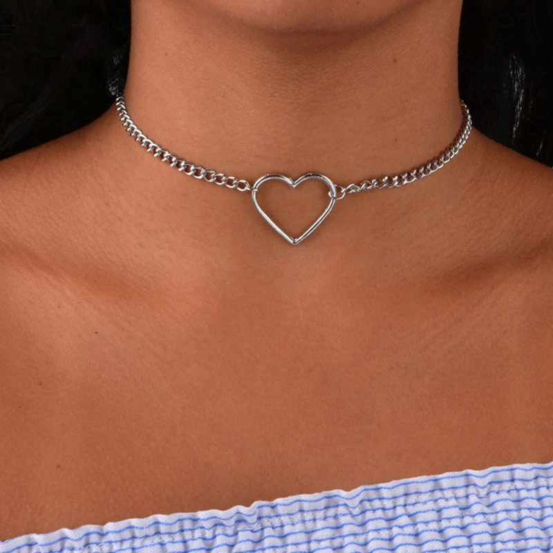 

Hollow Heart Choker Necklaces For Women Wholesale Statement Necklace Heart Dainty Pendant Necklace Gift Dropshipping