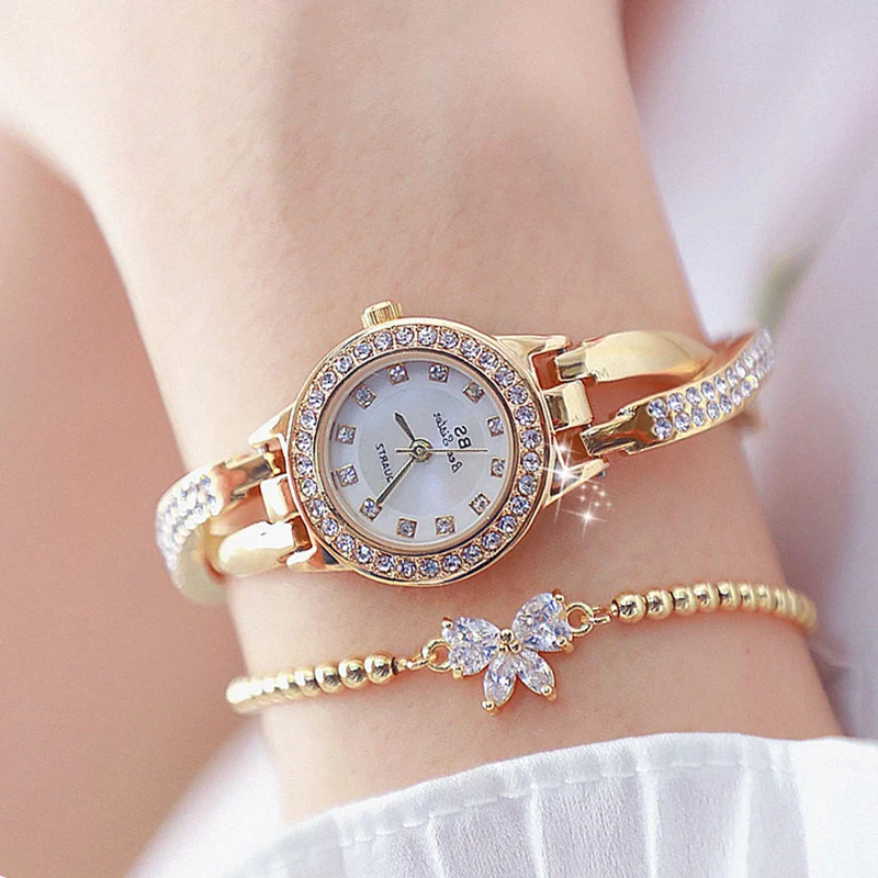 Часы наручные женские кварцевые роскошные брендовые с кристаллами цвета
