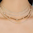 Ожерелье из цепи для тенниса с фианитами 3 мм, многослойный женский чокер, ожерелье из меди и золота для женщин, украшение на воротник, бижутерия для женщин