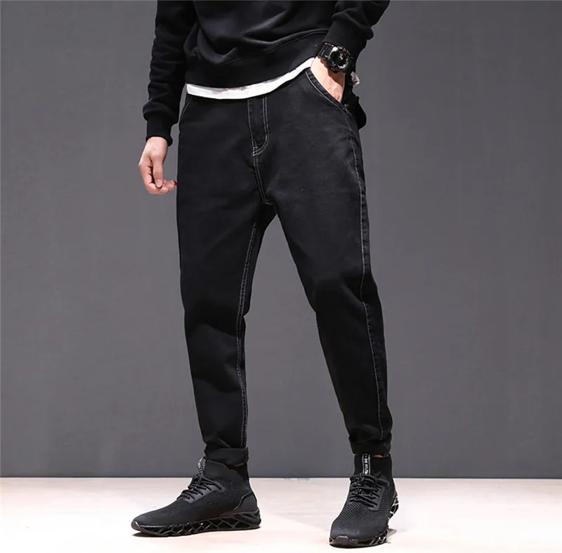 Популярные модные джинсы мужские осенние и зимние свободные Стрейчевые Harlan Beamed