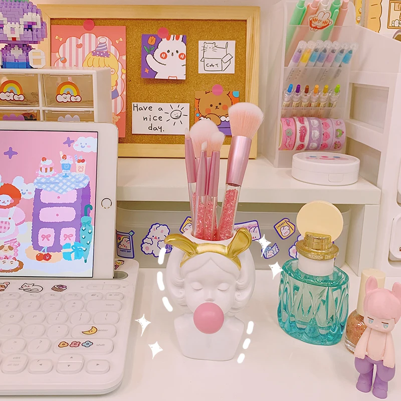 

W&G Nordic Vase Bubble Girls Creative Ins Girl Desktop Makeup Brush Storage Barrel Desk Pen Holder Flower Vase Ornament Lovely