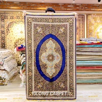 3x5 hand knotted persian blue carpet tabriz antique medallion silk rug zqg388