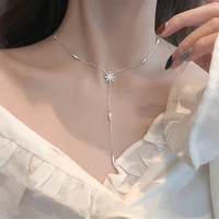 new style trendy silver plated pendant necklace maple leaf shape aaa cubic zirconia shiny jewelry fit charm women holiday gift