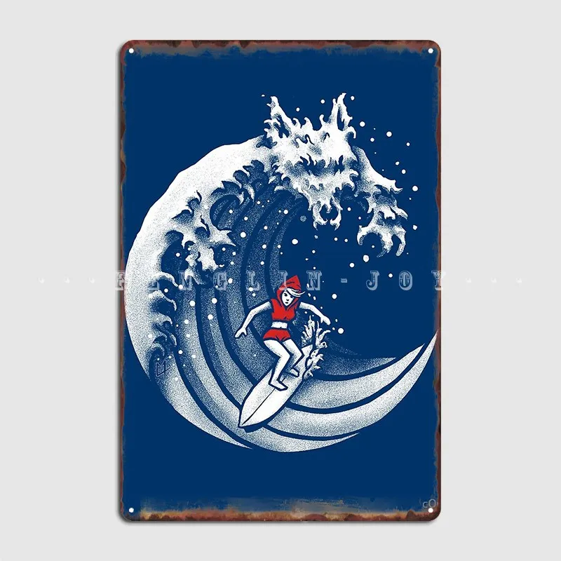 Маленький красный капюшон для серфинга металлическая вывеска кинотеатра