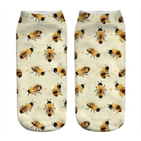 womens socks kawaii yellow honey bees pattern printed socks woman harajuku happy funny novelty cute girl gift socks for women