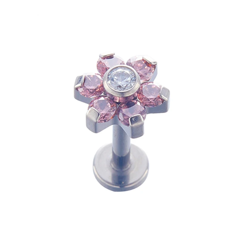 

ASTM F136 Titanium Internally Threaded Rhodolite Zircon Labret Piercing Tragus
