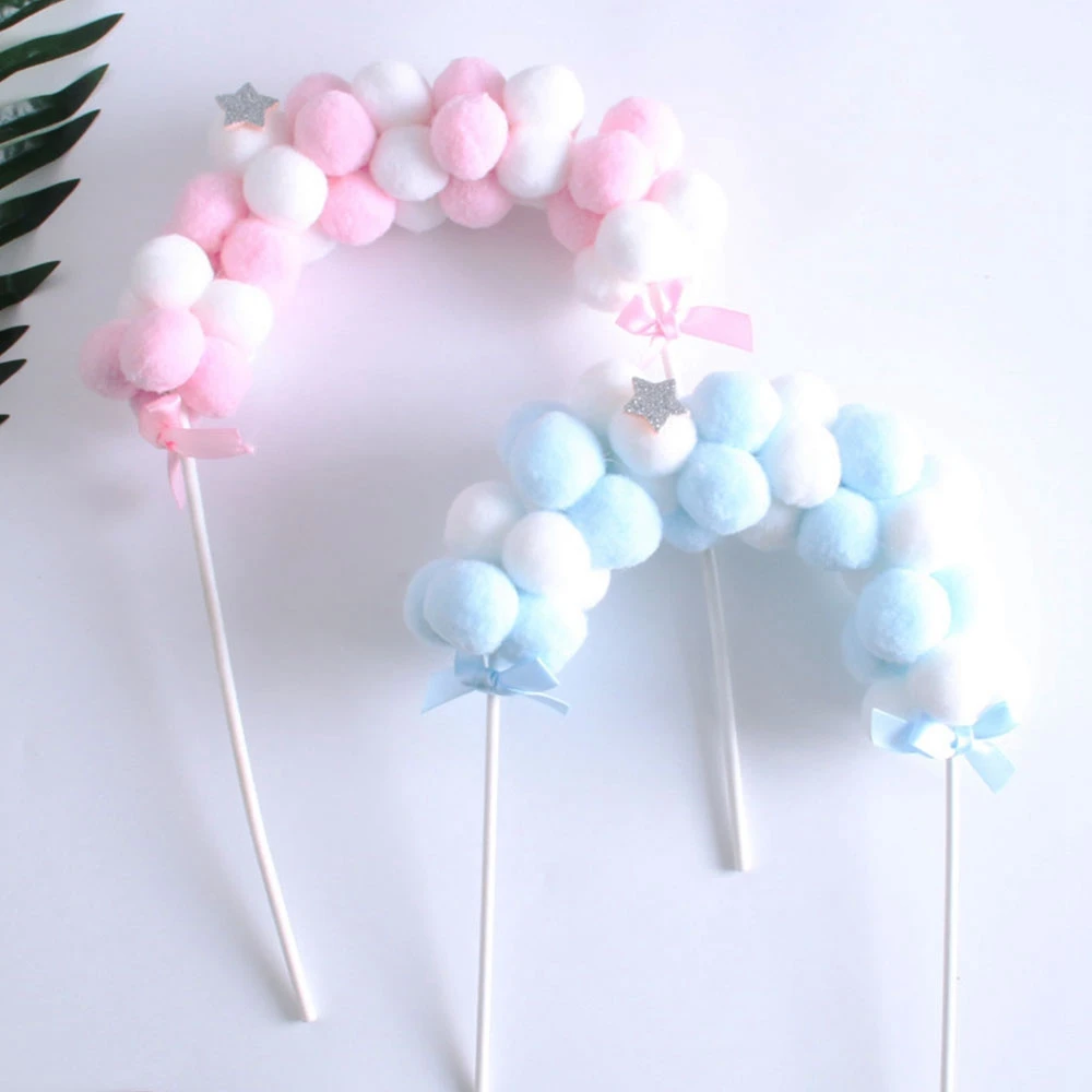 1 шт. розовый синий мягкий помпон облако торт Топпер детский душ день рождения DIY