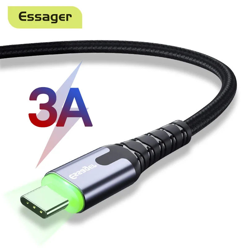 Кабель зарядный Essager 3 А USB Type C для Samsung S9 S8 One plus 6t Xiaomi Huawei|Кабели мобильных