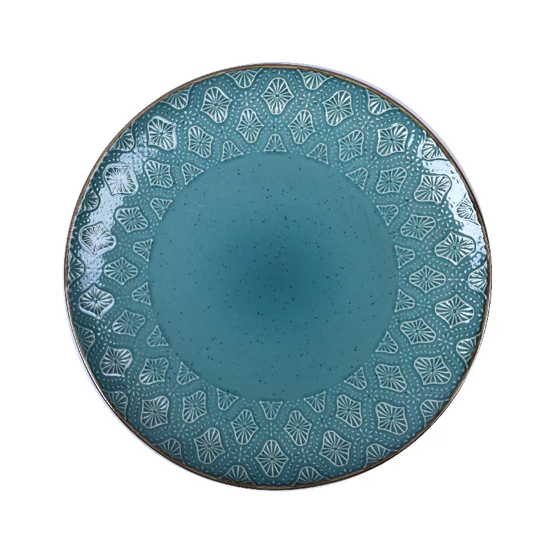 11 дюймов скандинавском тиснением Ретро Керамика дома тарелка большой Западной