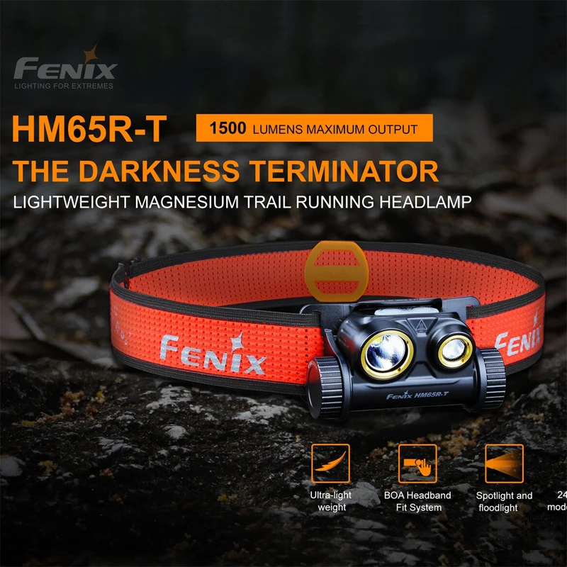 Фонарь FENIX HM65R-T из магниевого сплава с тройной защитой 1500 люмен для длительного и