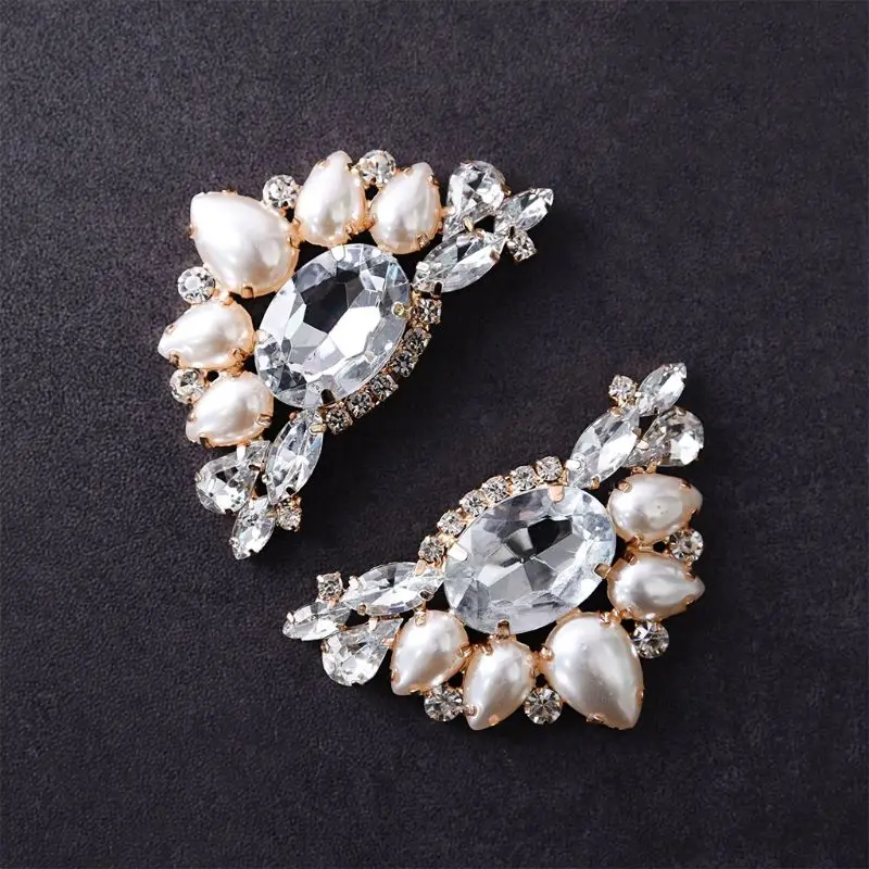 

1 Pair Fashion Trendy Rhinestones Shoe Buckles Elegant Lady Women Bride Wedding Shoes Buckle Flower Jewelry