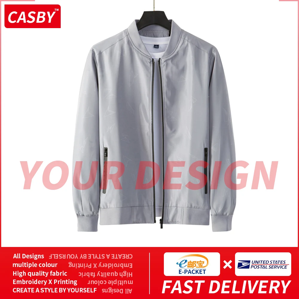 

DIY Fashion Design Lightweight Jacket Simple Conventional Custom Logo Baseball Coats Casual Private Print Zipper Clothes J021-3