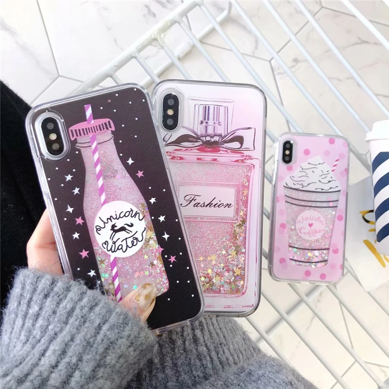

Liquid Case for Samsung Galaxy A7 2018 A9 A6 A8 Plus J4 J6 J8 A3 A5 J3 J5 J7 J2 Prime Pro Unicorn Perfume Bottle Silicone Cover