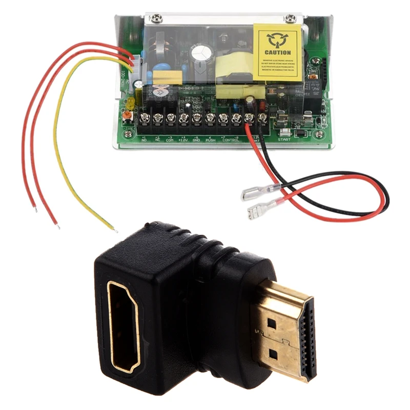 Адаптер HDMI под прямым углом 90 градусов L образный (нижний) черный и DC 12 В 5 А