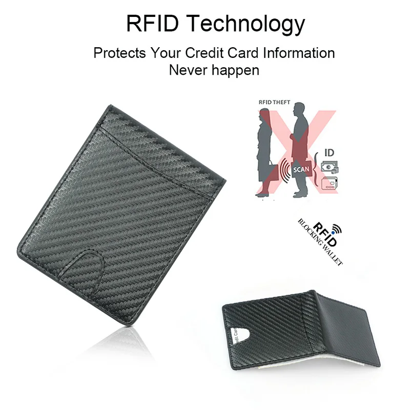 Rfid держатель для карт из углеродного волокна мужские кошельки винтажный тонкий