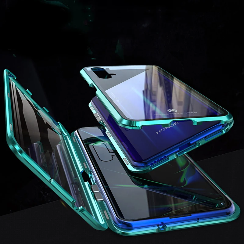 Чехол с магнитной адсорбцией двухсторонний передний + задний закаленное стекло