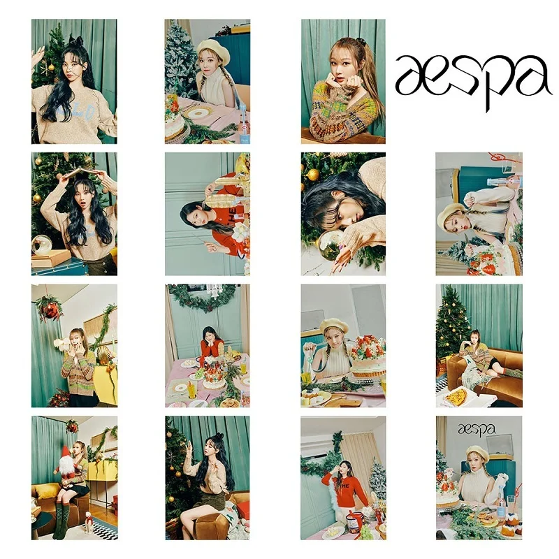 

KPOP Aespa Small Card LOMO Card MerrY Aespa-mas Instant Small Card Postcard Photo Hot Star Merchandise