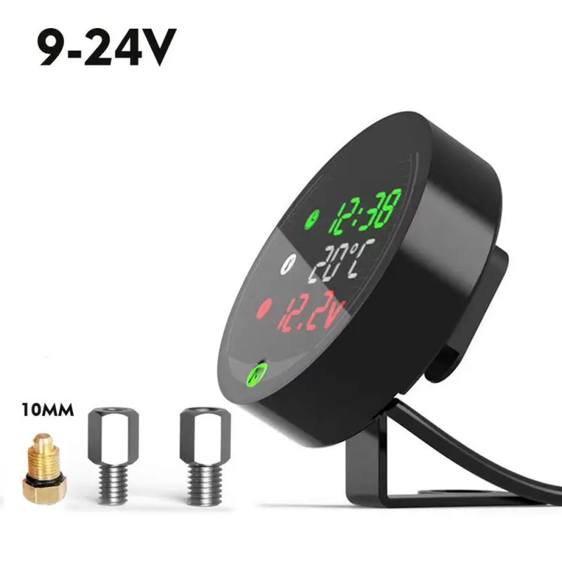 Мотоцикл изменение Температура воды метр время вольтметр 12V хронометр USB