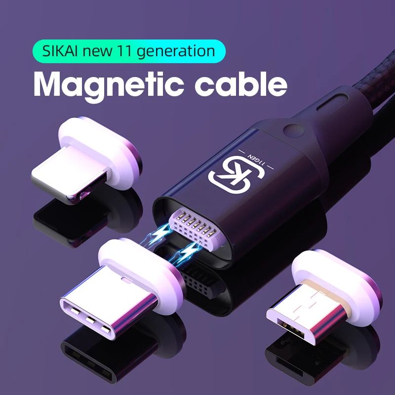 Магнитный кабель SIKAI 5A Micro USB Type C с разъемом Lightning для iPhone Samsung Huawei xiaomi oneplus быстрая