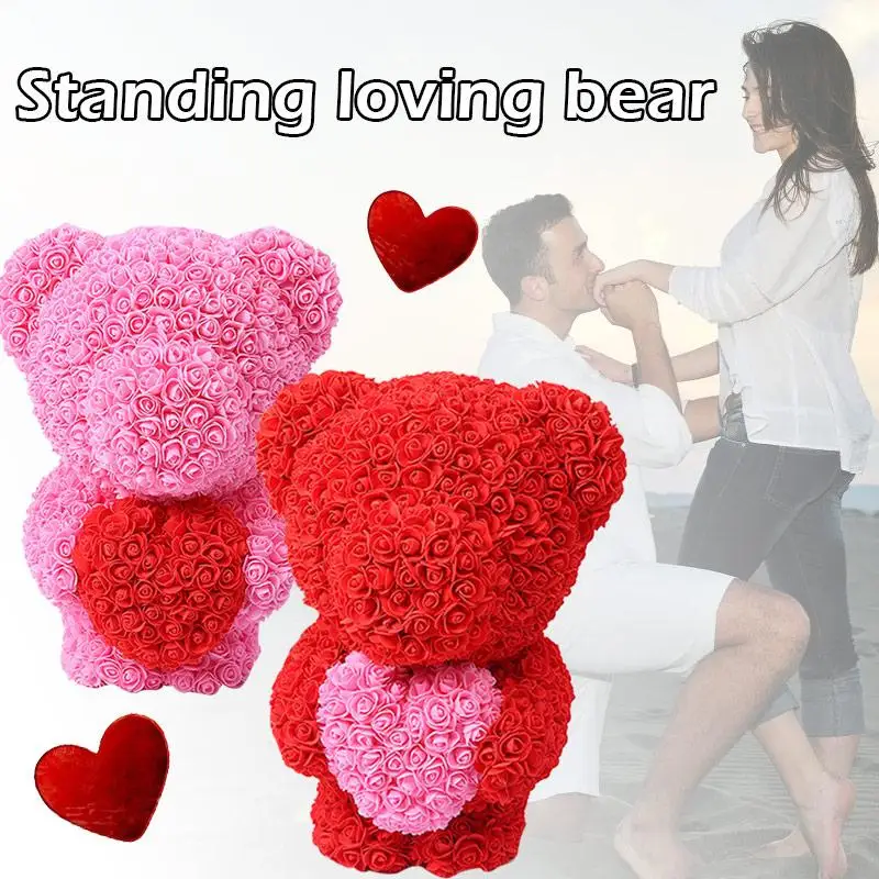 

Artificial Rose Bear Dolls Rose Bear Lovely Romantic PE Birthday Love Girlfriend Simulated Valentine'S Day