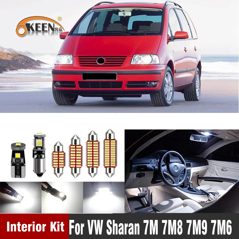 

White Canbus For Volkswagen VW Sharan 7M 1995-2010 LED Interior lighting Package Kit Dome Map License Plate Trunk Light