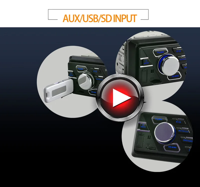 1 Din автомобильный радиоприемник с управлением на руле SD/USB/AUX mp3-плеер 7 цветов