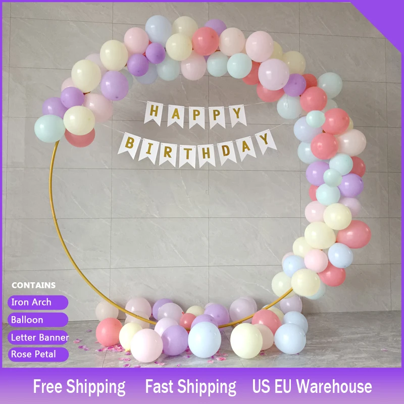 Железный круг День рождения Свадьба Фотофон круглый фон шар рамка открытый газон